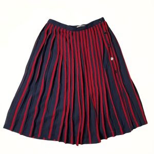 FRNCH Pleated Stripe Skirt Womens SZ L Preppy School Girl Collegiate Academia